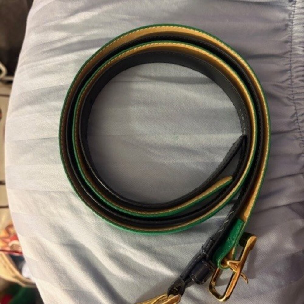 VTG LIZ CLAIBORNE Belts (2) Green & Navy 3/4"W x 33"L- gold buckles '80-90s Sz M - Picture 9 of 11